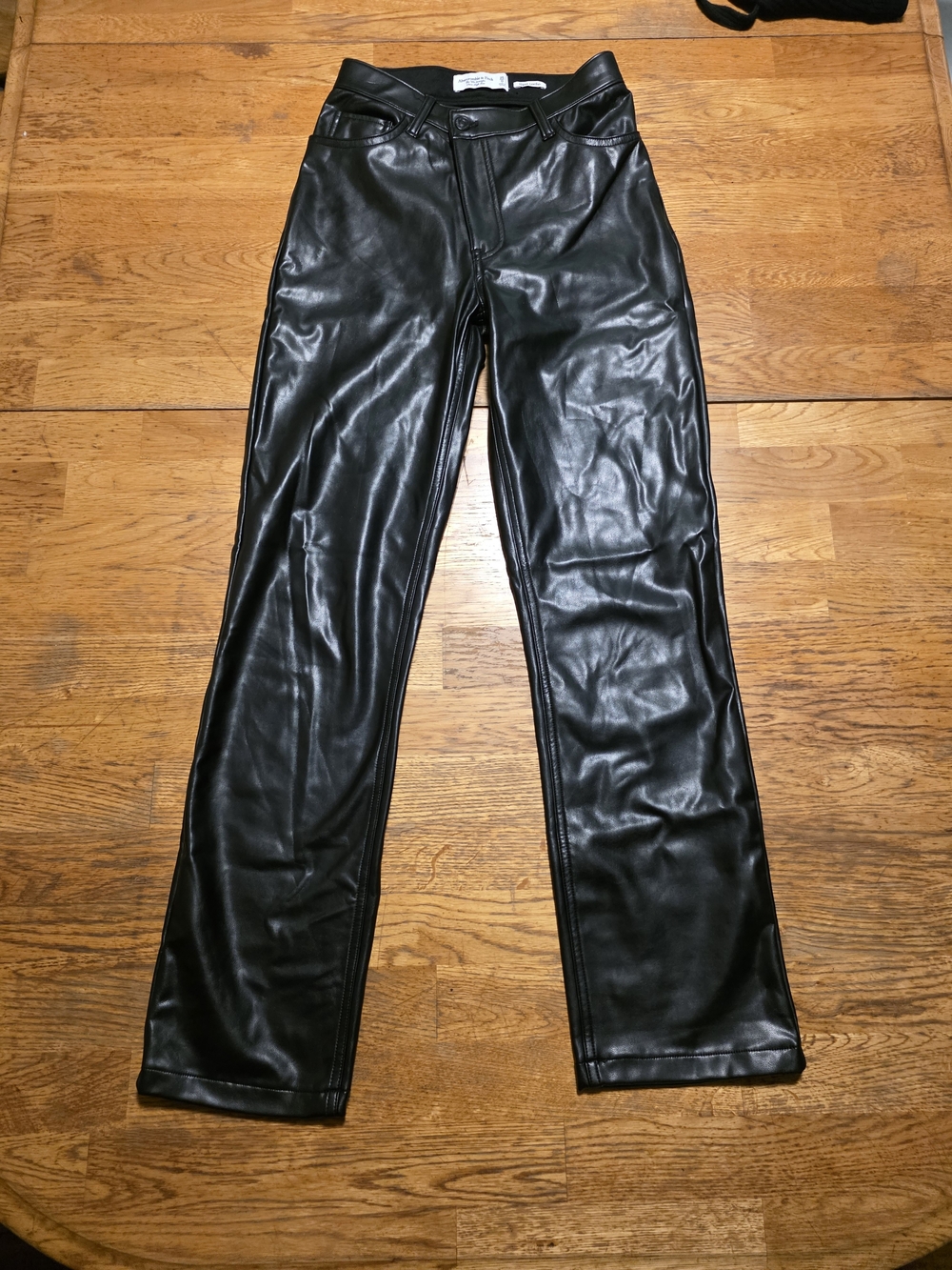 Abercrombie & Fitch Vegan Leather 90's High Rise Straight Leg Pants
